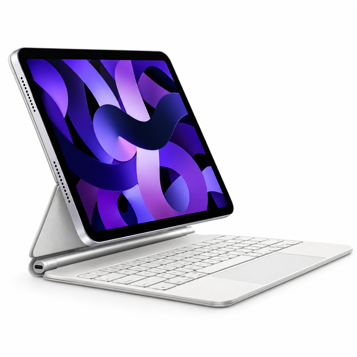 Silver iPad with Purple Wallpaper