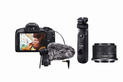 كاميرا Canon EOS R50 Content Creator Kit مع عدسة 18-45mm وميكروفون + Tripod Grip
